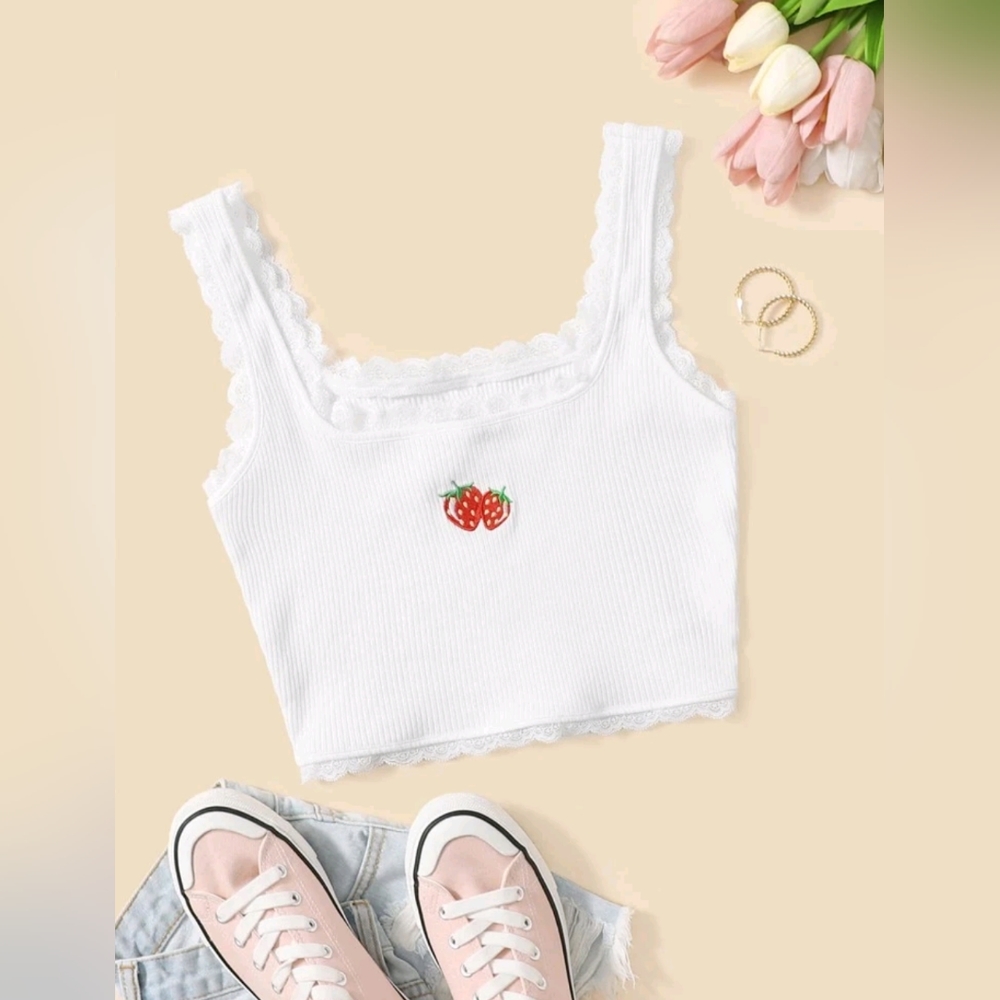 Strawberry Lace Crop Top